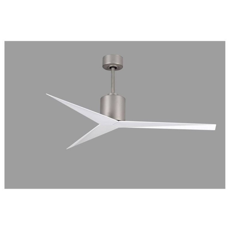 Ventilateur Plafond Eliza 142cm Nickel Brossé Blanc Brillant