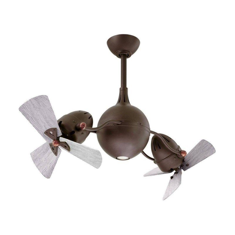 Lampe ou ventilateur de plafond performant, trio de ventilateurs avec moteur central et pales blanches, couleur brun foncé. Mauvaise odeur maison ventilation.