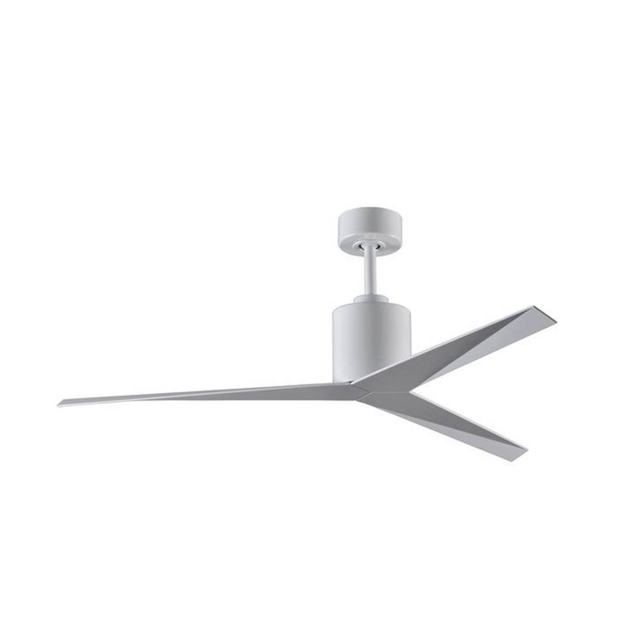 Ventilateur de plafond moderne avec blondin tri-bras argenté, installé au plafond. Comment choisir un ventilateur adapté à mes besoin.