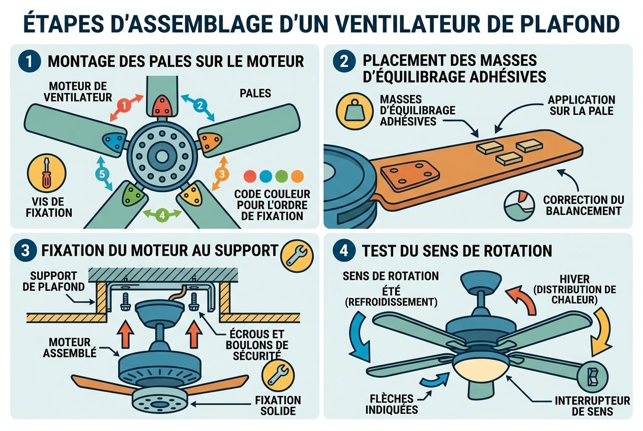 Installer un ventilateur de plafond soi-même : matériel et méthode